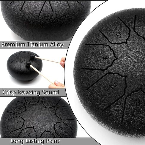 Anvin Mini Steel Tongue Drum 3 بوصة 6 ملاحظات طبلة يد معدنية مع مطرقة طبل كتاب الموسيقى طبل المطر أدوات شفاء الصوت للتأمل واليوجا زن هدايا الترفيه (الأزرق الداكن) in Kuwait