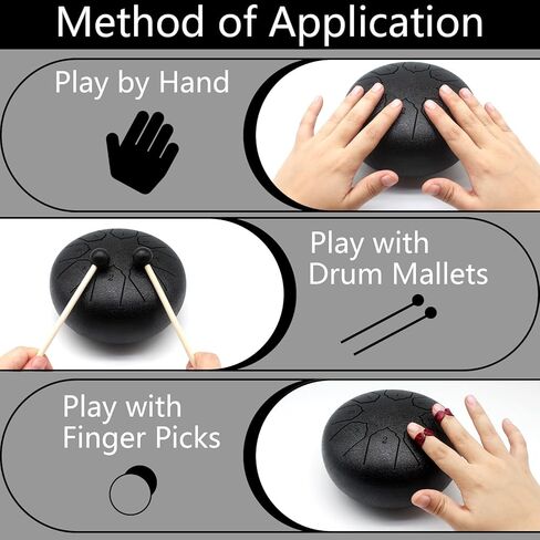 Anvin Mini Steel Tongue Drum 3 بوصة 6 ملاحظات طبلة يد معدنية مع مطرقة طبل كتاب الموسيقى طبل المطر أدوات شفاء الصوت للتأمل واليوجا زن هدايا الترفيه (الأزرق الداكن) in Kuwait