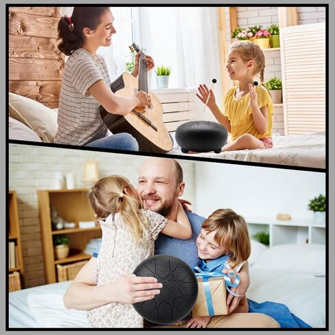 Anvin Mini Steel Tongue Drum 3 بوصة 6 ملاحظات طبلة يد معدنية مع مطرقة طبل كتاب الموسيقى طبل المطر أدوات شفاء الصوت للتأمل واليوجا زن هدايا الترفيه (الأزرق الداكن) in Kuwait