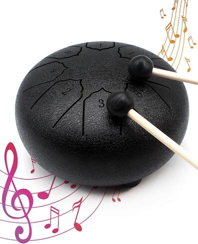 Anvin Mini Steel Tongue Drum 3 بوصة 6 ملاحظات طبلة يد معدنية مع مطرقة طبل كتاب الموسيقى طبل المطر أدوات شفاء الصوت للتأمل واليوجا زن هدايا الترفيه (الأزرق الداكن) in Kuwait