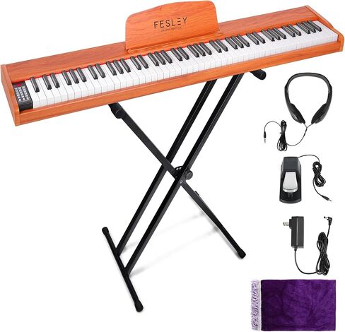 Fesley Weighted Piano Keyboard 88 Keys: Full Size Electric Keyboard Piano for Beginners, Portable 88 Key Keyboard with Daul Speaker,Sustain Pedal,Power Adapter,Support Bluetooth,USB MIDI,FEP300,Black in Saudi Arabia