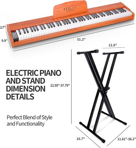 Fesley Weighted Piano Keyboard 88 Keys: Full Size Electric Keyboard Piano for Beginners, Portable 88 Key Keyboard with Daul Speaker,Sustain Pedal,Power Adapter,Support Bluetooth,USB MIDI,FEP300,Black in Saudi Arabia