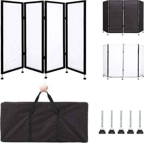 DJ Facade Booth Portable DJ Event Booth Foldable Cover Screen Metal Frame Booth Black White Scrims Front Board Video Light Projector Display Scrim Panel with Carry Bag in Saudi Arabia