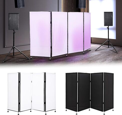 DJ Facade Booth Portable DJ Event Booth Foldable Cover Screen Metal Frame Booth Black White Scrims Front Board Video Light Projector Display Scrim Panel with Carry Bag in Saudi Arabia