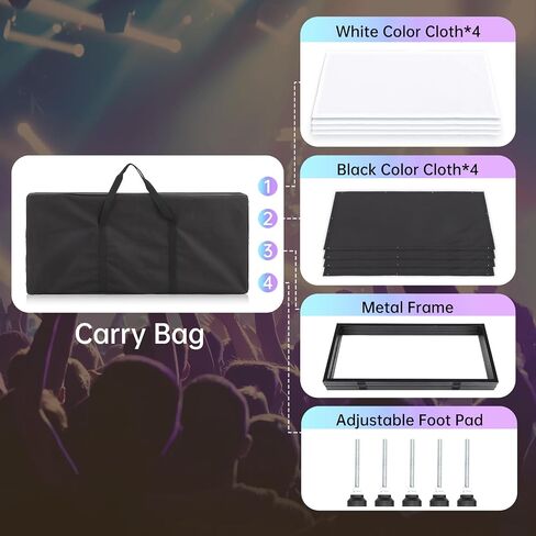 DJ Facade Booth Portable DJ Event Booth Foldable Cover Screen Metal Frame Booth Black White Scrims Front Board Video Light Projector Display Scrim Panel with Carry Bag in Saudi Arabia