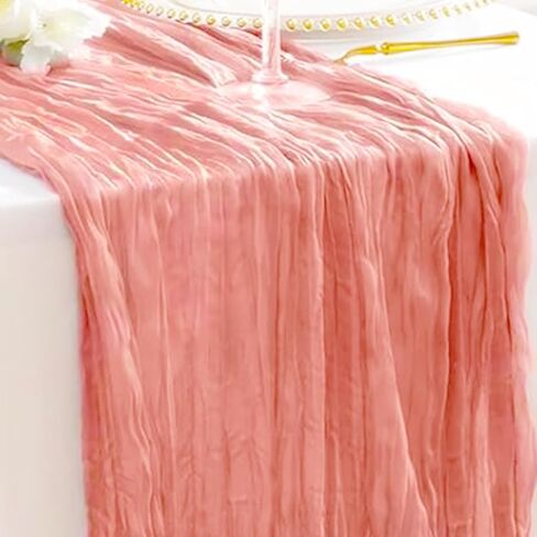 مفرش طاولة من القماش القطني بطول 10 أقدام من قماش الجبن الريفي بوهو باللون الوردي المغبر لتزيين حفلات الزفاف، وديكورات حفلات الشاي، ومستلزمات حفلات الزفاف وعيد الفصح الصيفي in Kuwait