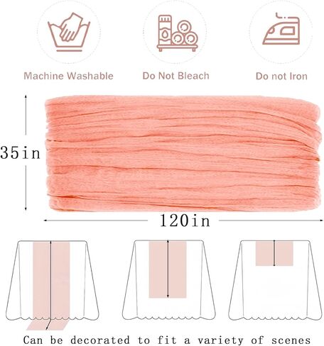 مفرش طاولة من القماش القطني بطول 10 أقدام من قماش الجبن الريفي بوهو باللون الوردي المغبر لتزيين حفلات الزفاف، وديكورات حفلات الشاي، ومستلزمات حفلات الزفاف وعيد الفصح الصيفي in Kuwait