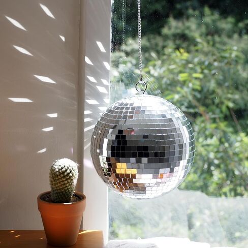 كرة ديسكو 8 بوصة كرة مرآة مع سلسلة فضية وحقيبة شبكية بوهو، ديكور كرة ديسكو فضي ملون رائع، ديكور حفلة ديسكو معلقة لتزيين الزفاف، ديكور المنزل (أخضر متدرج، 8 بوصة) in Kuwait
