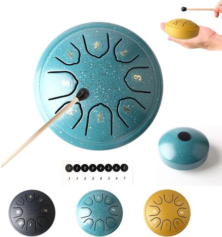 Garden Rain Drum for Outside Rain Chime Tongue Drum 3 Inch 6 Note Mini Handpan Drums Outdoor Rain Bells Garden Percussion Instrument With Mallets & Bag, Musical Gift for Kids & Adults in Saudi Arabia