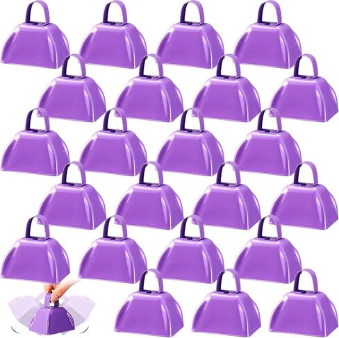 24 Pcs Metal Cowbell Noisemakers with Handles, Cow Bells Noise Makers for Sporting Events 3 Inch, Bulk Cheering Cowbell with Handle for Football Games Homecoming, New Year's Eve (Sky Blue) in Saudi Arabia