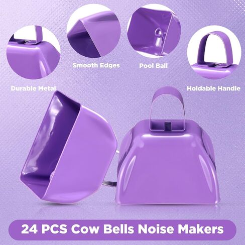 24 Pcs Metal Cowbell Noisemakers with Handles, Cow Bells Noise Makers for Sporting Events 3 Inch, Bulk Cheering Cowbell with Handle for Football Games Homecoming, New Year's Eve (Sky Blue) in Saudi Arabia