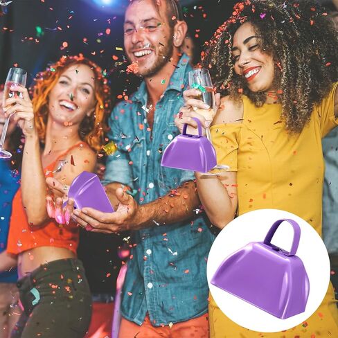 24 Pcs Metal Cowbell Noisemakers with Handles, Cow Bells Noise Makers for Sporting Events 3 Inch, Bulk Cheering Cowbell with Handle for Football Games Homecoming, New Year's Eve (Sky Blue) in Saudi Arabia