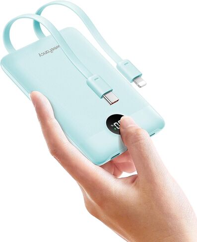 Mini Portable Charger with Built-in Cables 22.5W Fast Charging Power Bank USB-C Small Battery Pack 10000mAh Travel Essential Slim Battery for iPhone, Samsung, Android, and More in Saudi Arabia
