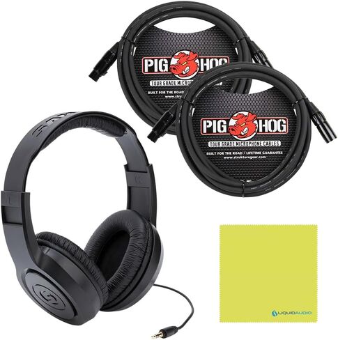 Mackie Big Knob Studio Plus Monitor Controller & Interface Bundle w/Samson Over-Ear Stereo Headphones, 2-Pack Pig Hog 8mm Mic Cable and Liquid Audio Polishing Cloth in Saudi Arabia