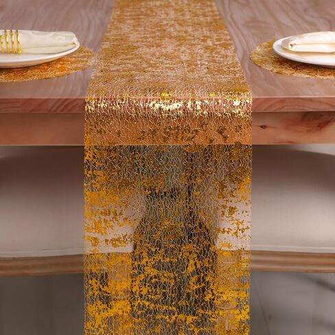 Black and Gold Table Runner and Placemats Sets of 6 Glitter Sequin Metallic Mesh Runners Dining Table Decorations for Wedding Birthday Party Anniversary Christmas thanksgiving in Saudi Arabia