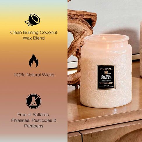 Voluspa Apple Blue Clover, Large Candle Jar, 18 oz, 100 Hour Burn Time, All Natural Wicks and Coconut Wax for Clean Burning, Vegan, Poured in the USA in Saudi Arabia