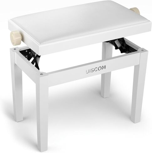 Adjustable Piano Bench - Solid Wood Keyboard Bench Wooden Piano Stool Padded with Cushion, Keyboard Stool (Black+Brown) in Saudi Arabia