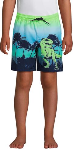 Lands' End Boys Active Stretch Swim Trunk Deep Sea Navy/Rosella Floral Kids X-Large in Saudi Arabia