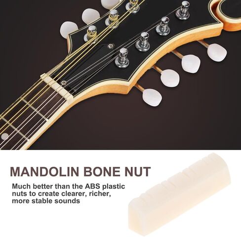 Acoustic Guitar Nuts, 3 Pcs Mandolin Bone Nut String Nut Bone Saddle Nut 8 String Mandolin Nut Slots Real Bone Bridge Nut Saddle Blank for Mandolin Replacement Repair Accessories in Saudi Arabia