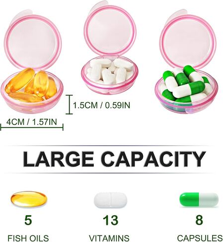 Small Pill Box, Daily Pill Case Portable for Purse Pocket,Travel Pills Box Medicine Storage Container Earplug Case (Purple-3 pcs) in Saudi Arabia