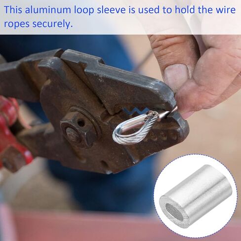 100 Pack Aluminum Crimping Loop Sleeve Oval - 0.5mm Wire Rope Fastener Apply for Garden Fence (4x3mm) in Saudi Arabia