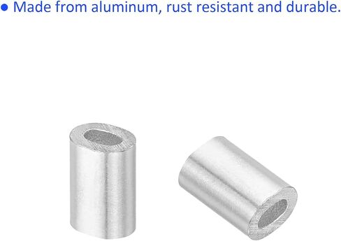 100 Pack Aluminum Crimping Loop Sleeve Oval - 0.5mm Wire Rope Fastener Apply for Garden Fence (4x3mm) in Saudi Arabia