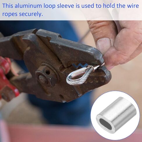 100 Pack Aluminum Crimping Loop Sleeve Oval - 0.5mm Wire Rope Fastener Apply for Garden Fence (4x3mm) in Saudi Arabia