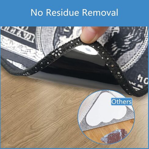 12 PCS Rug Gripper for Hardwood & Tile Floors, Non Slip Rug Pads, Traceless Double Sided Rug Tape, Reusable Carpet Tape for Area Rugs, Rug Corners to Hold Rug Down, Home Improvement, Black in Saudi Arabia