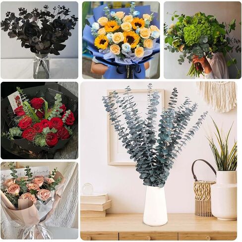 16 Pcs Dried Eucalyptus Stems, 17'' Natural Fresh Eucalyptus Leaves Branches Hanging for Shower, Preserved Real Eucalyptus Plant Live Greenery for Home SPA Wall Bathroom Wedding Party Vase Decor in Saudi Arabia