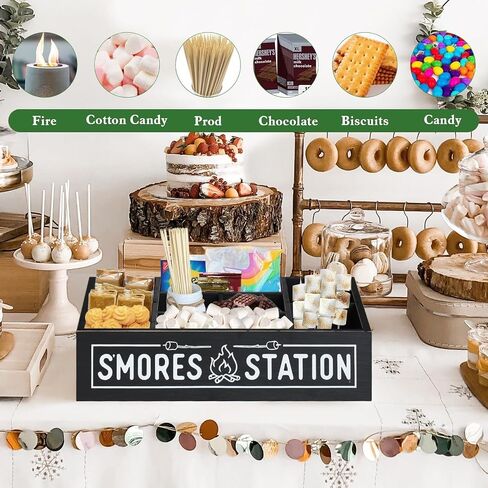 S'Mores Station With Mason Jar & Smores Sticks, S'mores Bar Holder with Handles, 8 Section Smores Caddy & Smores Accessories Organizer, Smores Maker Container for Fire Pit, Smores Serving Tray in Saudi Arabia