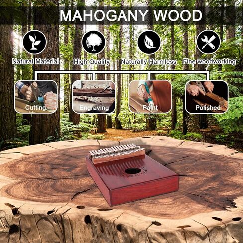 Everjoys Kalimba Thumb Piano 17 Keys، Portable Mbira Finger Piano مع حافظة واقية، كتاب الأغاني سريع التعلم، مطرقة الضبط، الكل في مجموعة واحدة (أحمر) in Kuwait