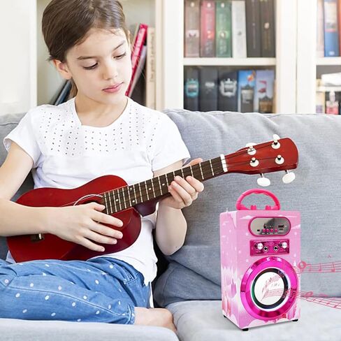 Kids Bluetooth Karaoke Machine with 2 Wireless Microphones, Portable Remote Control Karaoke Speaker Music Player with Microphones for Kids Adult Party in Kuwait