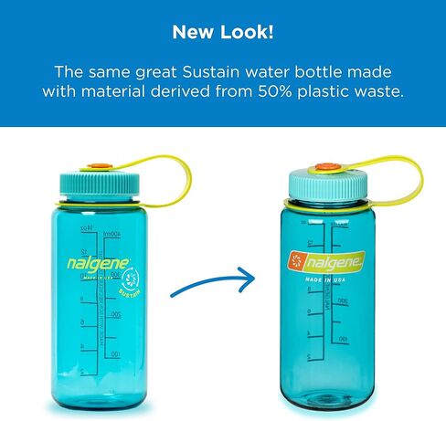 Nalgene Sustain Tritan BPA-Free Water Bottle Made with Material Derived from 50% Plastic Waste, 16 OZ, Wide Mouth, Denim in Kuwait