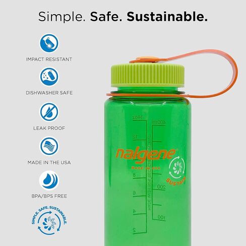 Nalgene Sustain Tritan BPA-Free Water Bottle Made with Material Derived from 50% Plastic Waste, 16 OZ, Wide Mouth, Denim in Kuwait