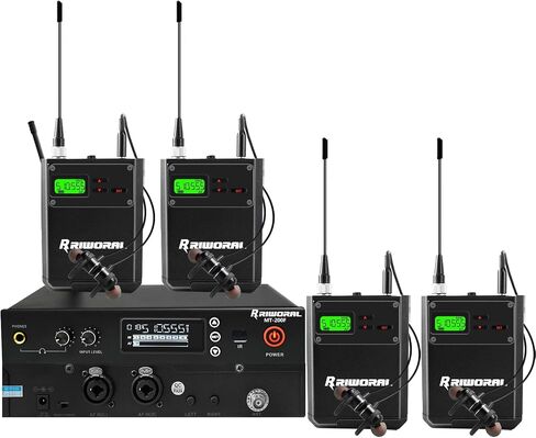 نظام مراقبة لاسلكي داخل الأذن، 4 حزم مراقبة للمرحلة مع قنوات ستيريو مختارة UHF، جهاز إرسال واستقبال نظام المسح التلقائي مع سماعة أذن، 262 قدمًا للمسرح والفرقة والاستوديو in Kuwait