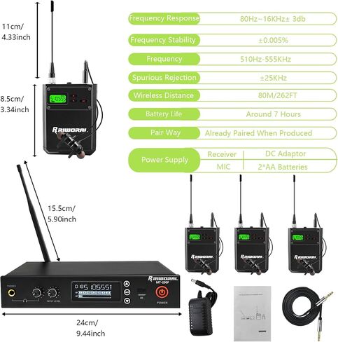 نظام مراقبة لاسلكي داخل الأذن، 4 حزم مراقبة للمرحلة مع قنوات ستيريو مختارة UHF، جهاز إرسال واستقبال نظام المسح التلقائي مع سماعة أذن، 262 قدمًا للمسرح والفرقة والاستوديو in Kuwait