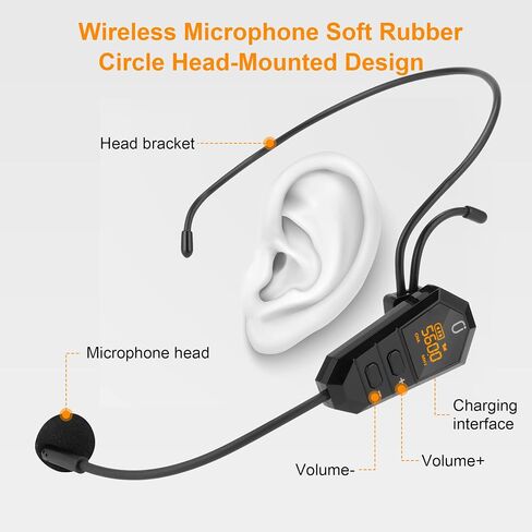 JYX Portable Voice Amplifier for Teacher with Wireless Microphone Headset, Rechargeable PA System Support MP3, AUX in, REC for Teaching, Meeting, Presentation in Saudi Arabia
