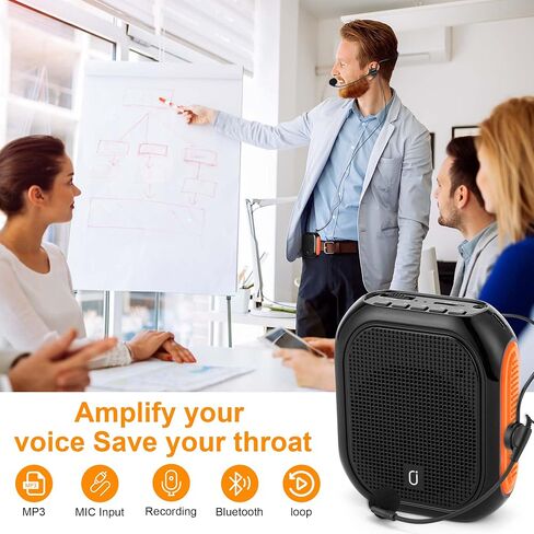 JYX Portable Voice Amplifier for Teacher with Wireless Microphone Headset, Rechargeable PA System Support MP3, AUX in, REC for Teaching, Meeting, Presentation in Saudi Arabia