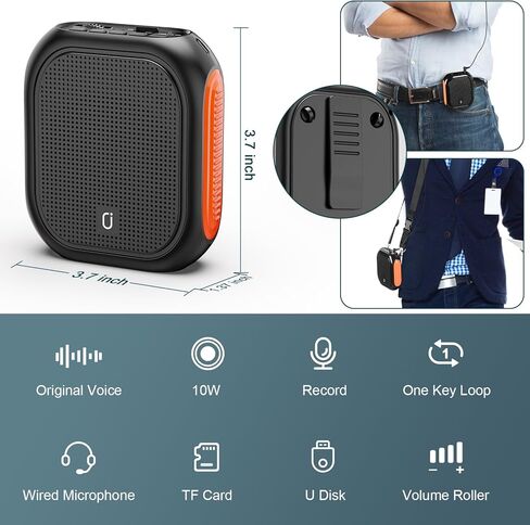 مضخم صوت محمول JYX للمعلم مع سماعة ميكروفون لاسلكية، نظام PA قابل لإعادة الشحن يدعم MP3، مدخل AUX، REC للتدريس والاجتماعات والعروض التقديمية in Kuwait