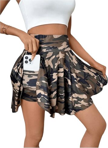 WDIRARA Women's Newspaper Print Athletic Shorts 2 In1 High Waist Workout Shorts with Pockets in Saudi Arabia
