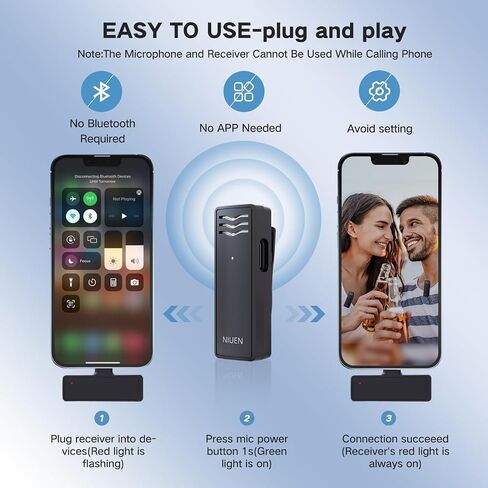 ميكروفون لاسلكي لهاتف iPhone، حزمة واحدة من ميكروفون Lavalier الاحترافي لميكروفون iPhone لتسجيل الفيديو، ميكروفون صغير لتقليل الضوضاء تلقائيًا لبث مباشر TikTok YouTube in Saudi Arabia