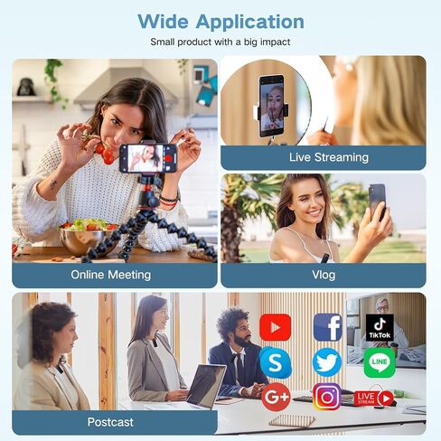 ميكروفون لاسلكي لهاتف iPhone، حزمة واحدة من ميكروفون Lavalier الاحترافي لميكروفون iPhone لتسجيل الفيديو، ميكروفون صغير لتقليل الضوضاء تلقائيًا لبث مباشر TikTok YouTube in Saudi Arabia