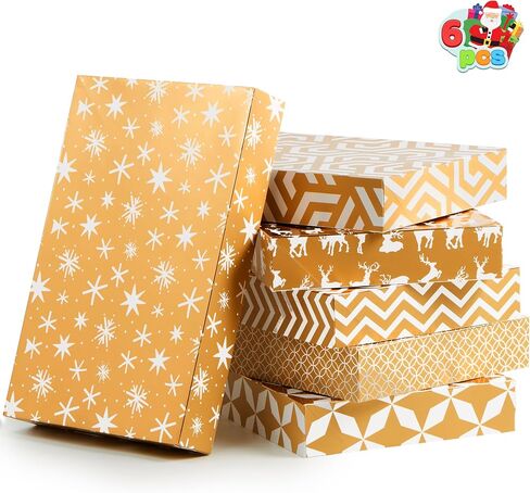 JOYIN 12 Pcs Christmas Stackable Gift Boxes Set with Lids, Xmas Nesting Box for Gift Wrapping Party Decor, Christmas Decorative Stacking Boxes with 4 Designs (1 Stanta,1 Snowman, 2 Elf Charcter) in Saudi Arabia