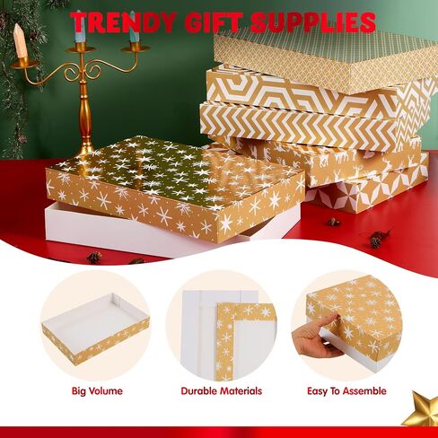 JOYIN 12 Pcs Christmas Stackable Gift Boxes Set with Lids, Xmas Nesting Box for Gift Wrapping Party Decor, Christmas Decorative Stacking Boxes with 4 Designs (1 Stanta,1 Snowman, 2 Elf Charcter) in Saudi Arabia