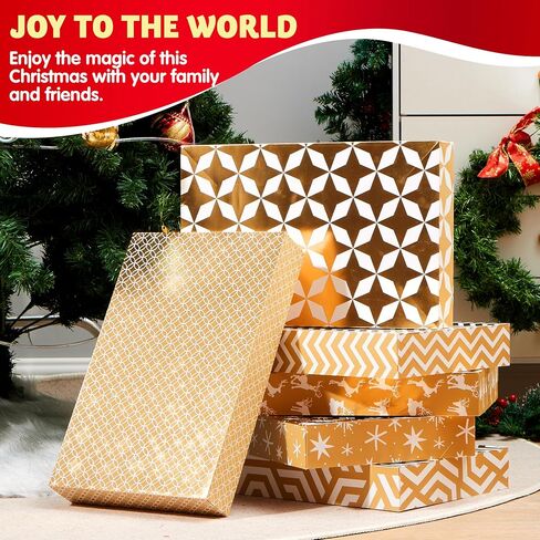 JOYIN 12 Pcs Christmas Stackable Gift Boxes Set with Lids, Xmas Nesting Box for Gift Wrapping Party Decor, Christmas Decorative Stacking Boxes with 4 Designs (1 Stanta,1 Snowman, 2 Elf Charcter) in Saudi Arabia