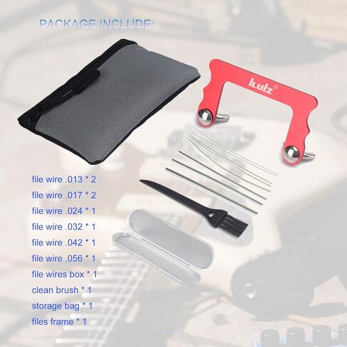 Guitar Nut Slotting File Set - iLuiz Pro-Grade 6pc Electric, Diamond-Coated Stainless Steel, Sizes 0.010"-0.046" - with Storage Bag & Cleaning Brush, Ideal Guitar Tool for Light Strings in Saudi Arabia