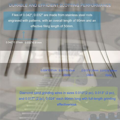 مجموعة مبرد صواميل الجيتار - 6 قطع كهربائية من iLuiz Pro-Grade، فولاذ مقاوم للصدأ مطلي بالألماس، مقاسات 0.010 بوصة - 0.046 بوصة - مع حقيبة تخزين وفرشاة تنظيف، أداة جيتار مثالية للأوتار الخفيفة in Kuwait