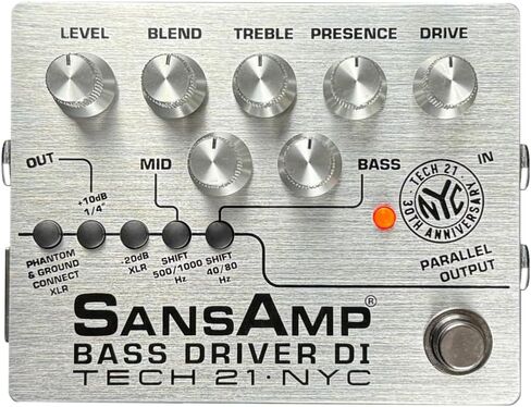 Tech 21 SansAmp Bass Driver DI - إصدار محدود للذكرى الثلاثين باللون الفضي - حزمة مع كابلين توصيل و3 مختارات باس من Dunlop in Saudi Arabia