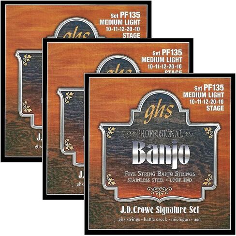 GHS Strings PF135 J.D. Crowe Signature Series (Stage), 5-String Stainless Steel Banjo Strings (.010-.020), 3 Sets of PF135 in Saudi Arabia