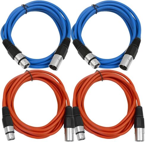 Seismic Audio - SAXLX-6-4 Pack of 6' XLR Male to XLR Female Patch Cables - Balanced - 6 Foot Patch Cord - Blue and Red in Saudi Arabia